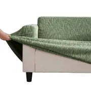 Sherwood Faux Linen Stretch Fit Couch Sofa Cover 3 Seater Eden Green