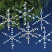 Nostalgic Christmas Beaded Crystal Ornament Kit Crystal Blue Snowflakes makes 6