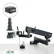 AmScope H800 0.7X-5X Zoom LED Microscope Articulating Arm w Clamp +10MP Camera