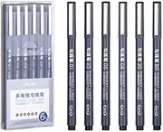 AIMALL 6-Piece Micro Pen Set, Assorted Sizes, Fineliner Ink Pens, Waterproof Fine Point Liners, Ideal for Sketching, Anime, Artist Illustration, Technical Drawing