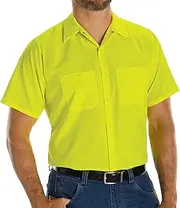 [Red Kap] Men's Enhanced Visibility Short Sleeve Ripstop Work Shirt Big/Tall