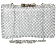 [Generic] Women Rhinestone Handbag Clutch Evening Purse Bag Bowknot Bridal Crossbody Shoulder Sparkling Prom Party