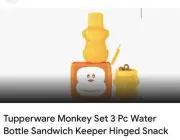 Tupperware NEW Monkeying Around Kids Lunch Snack Set/3 PIECE