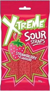 Universal Candy Xtreme Strawberry Flavour Sour Straps 160 g