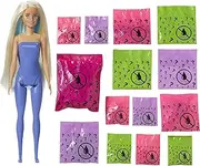 Barbie Color Reveal Peel Doll Set with 25 Surprises Including Blue Peel-able Doll & Pet & 16 Mystery Bags with Clothes & Accessories