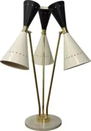 Vintage Black White 1950 Mid century Diabolo Italian Table Lamp Home Marble Base