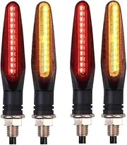 Motorcycle Indicators Flowing Turn Signal Lights Moto Indicator Turn Lamp Built Relay Flasher Motorcycle Led Flowing Water Blinker 12V 12LED(4Pcs Red Yellow)