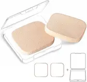 KOOBA 2pcs Square Makeup Sponges with 1 Travel Case, Beauty Face Primer Compact Powder Puff, Blender Sponge Replacement for Cosmetic Flawless Foundation, Sensitive and All Skin Types