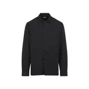 [Dries Van Noten] Dries Van Noten-Black Cornish Polyester Shirt-Uomo 48 IT