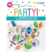 Plastic Gem Rings (Pack of 18)