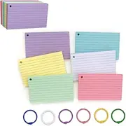 Color index card 3x5 inch flash memory card with ring lined flash memory card Note card study,300 sheets /600 pages