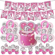 AristoCats Marie Cat Pink Theme Birthday Party Supplies Banner Balloons Kit Cake Cupcake Toppers Decorations Set