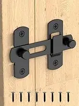 Sliding Barn Door Lock, Stainless Steel Safety Flip Gate Latches & Door Bolt Locks for Wine Cabinet, Bathroom, Outdoor, Garage, Garden, Closet (1, Black)