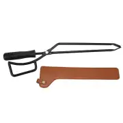 (Curry Color)Fireplace Tongs Fire Pit Charcoal Clip Stainless Steel Grill CH