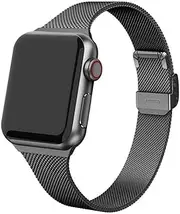 Stainless Steel Bracelet Compatible for Apple Watch Bands 38mm 40mm 41mm 42mm 44mm 45mm, Classic Buckle Design Narrow Strap for iWatch Series 8/7/SE/6/5/4/3