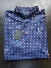 NWT MEN'S GREG NORMAN X-LITE POLO, SIZE: L, COLOR: NAVY/WHITE (N15)