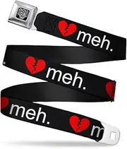 [Buckle-Down] Seatbelt Belt - Broken Heart MEH Black/Red/White - 1.0" Wide - 20-36 Inches in Length