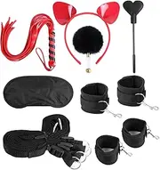 SM Sex Training Hands And Feet Ties, Head Hoops, Eye Mask, Teasing Feather Stick 6 Pcs