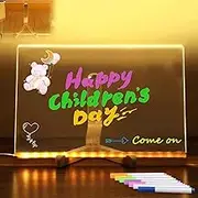 Kivvy Magic Board, Kivvy - Magicboard, Magicboard Where Creativity Lights Up, Luminous Acrylic Message Board, DIY Erasable Luminous Writing Boards with Stand ＆ 7 Markers for Drawing (7.8 * 7.8in)