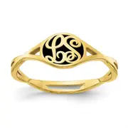 10K Yellow Gold Epoxied Twisted Band Initial Ring