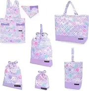 COLORFUL CANDY STYLE NT905800 Kindergarten Entrance School Entrance 6-Piece Set, Lesson Bag, Quilting (with Gusset), Shoe Case, Drawstring Bag, Gymnastics Clothing Bag, Lunch Bag, Cup Bag, Small