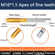 1PCS M16*1.5Apex of fine teeth Titaniumplated tapstainless steelwithcobalt helix