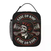 i1937 Biker Motorcycle Skull Thermal Insulated Lunch Bag Women Rockabilly Portable Lunch Tote School OfficeFood Box swg3169