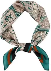GERINLY Vintage Silk Feel Square Scarf for Men Satin Bandana Tiny Medallion Print Neckerchief Geometry Head Scarf