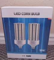 2 Ct 80W LED Corn Light Bulb Equivalent 11500 Lumen with Cooling Device New