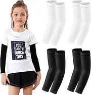 [Newbyinn] Kid Arm Sleeve 4 Pairs, Compression Arm Sleeve for Basketball Football Baseball Volleyball Youth Boy Girl Sports