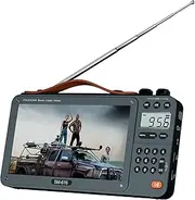 AM FM SW Movie Video Radio with Bluetooth, Rechargeable Pocket Digital Movie Video Player Radio, Support USB/Micro SD Card, 5W Loud Speak and Headphone Jack