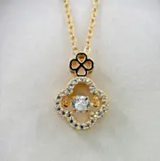 Fifth Ave Gold Rhinestone Clover Pendent Necklace