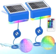Solar Pool Lights for material Frame Pools, 10-Color LED W/ Remote, Submersible