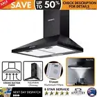 Black 60cm Rangehood Kitchen Canopy 600mm Range Hood LED Light Wall Mount