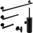 Matte Black Round Towel Rail Rack Toilet Paper Holder Robe Hook Stainless Steel