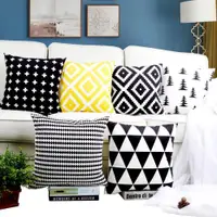 在飛比找ETMall東森購物網優惠-北歐抱枕靠墊現代簡約黑白黃色條紋幾何格子抱枕套客廳沙發靠枕