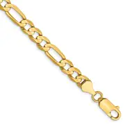 14K Yellow Gold 7 Inch 6mm Concave Open Figaro With Lobster Clasp Bracelet