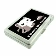 Decaf Coffee Cat Em1 Cigarette Case with Built in Lighter Metal Wallet