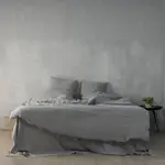 Charcoal Linen Duvet Set - 100% French Flax Linen, Queen / Charcoal