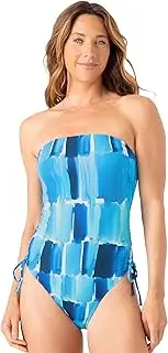 [NAUTICA] Women's Swimsuit– Bandeau, Slimming Tummy Control, Strap, Quick-Dry, Removable Pads, UPF 50+