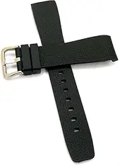 [g24] 21mm Silicone Rubbber Black Curved End Watch Band Strap for Men and Women | Comfortable and Durable Material | Silver Buckle-C2