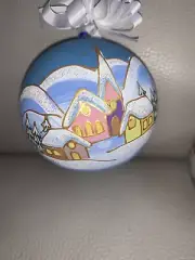 Hand Blown Painted Glass Ornament long string for window