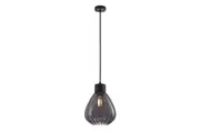 TULIP Pendant Lamp Light Interior ES 72W Black Smoke Wine Glass Ribbed OD200mm x H200mm