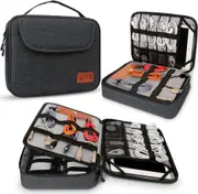 Double Layer Cable Organiser Bag Electronic Accessories Bag Travel Storage Organizer Bag,Black