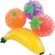 Strawberry Orange Grape Banana Squishy Squashy Trendy Fruit Jelly Toys, 4 Pack