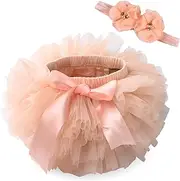 [KEOYA] Baby Girls Tulle Tutu Skirt Floral Headband Set Cotton Bloomers Diaper Covers Party Dress 0-3 Years