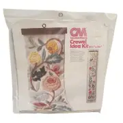 New Kit Pastel Colonial JACOBEAN Bell Pull Vintage Crewel Embroidery Kit Floral