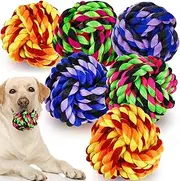 LosFong Large Dog Chew Toys for Aggressive Chewers, 6 Pack Almost Indestructible Dog Balls for Large Dogs, Heavy Duty Dental Cotton Dog Rope Toy for Medium Dogs, Puppy Teething Chew Toys