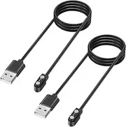 Tobpob 2 Pack 2 Pin Magnetic Charger for Smart Watch, 1M USB Cable for Yamay SW023, Wiliful SW021, Letsfit ID205, Vigorun ID216, Umidigi Uwatch 2/2S/3/3S/Urun/Urun s/Ufit/Haylou GST