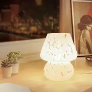 Clora 2 Pack Glass Bedside Lamp Mushroom Table Lamp Night Light Vintage Home Decor White
